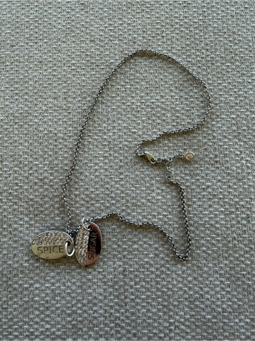 Silver-Tone 'SPICE' & 'SUGAR' Pendant Necklace